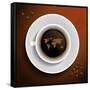 World Map In Coffee Cup-MiloArt-Framed Stretched Canvas