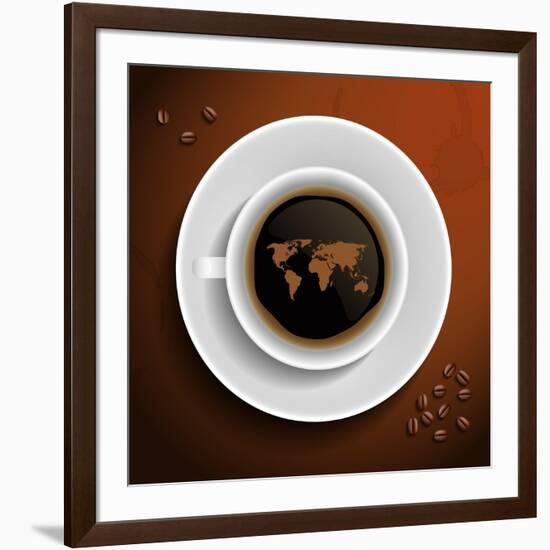 World Map In Coffee Cup-MiloArt-Framed Art Print