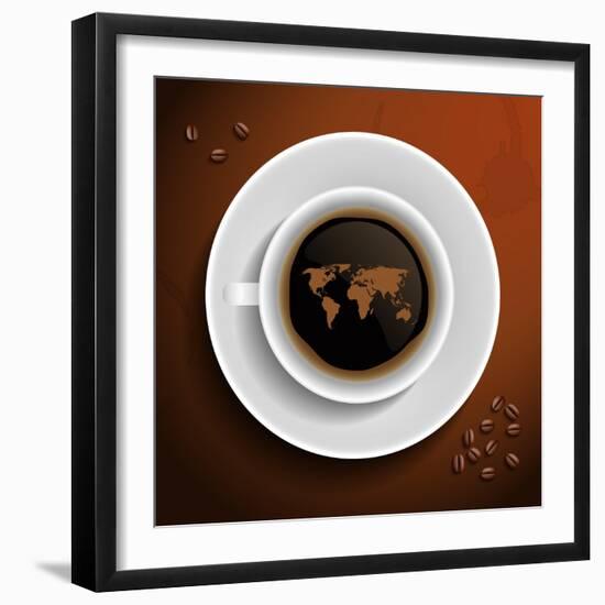 World Map In Coffee Cup-MiloArt-Framed Art Print