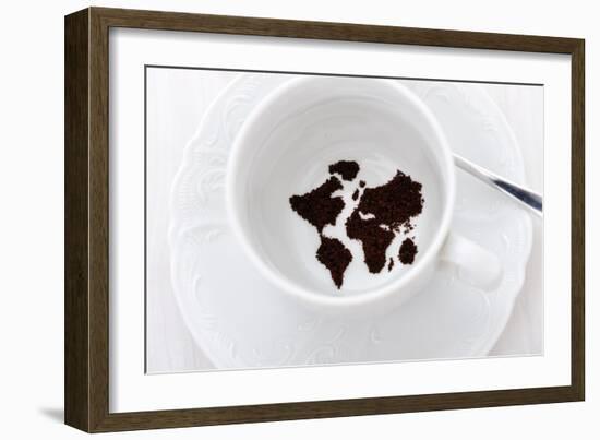 World Map In Coffee Cup-zurijeta-Framed Art Print