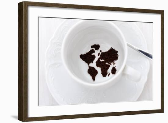 World Map In Coffee Cup-zurijeta-Framed Art Print