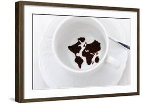 World Map In Coffee Cup-zurijeta-Framed Art Print