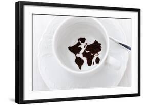 World Map In Coffee Cup-zurijeta-Framed Art Print