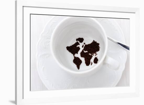 World Map In Coffee Cup-zurijeta-Framed Art Print