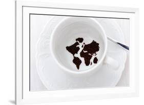 World Map In Coffee Cup-zurijeta-Framed Art Print