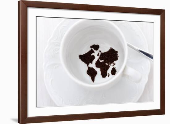 World Map In Coffee Cup-zurijeta-Framed Art Print