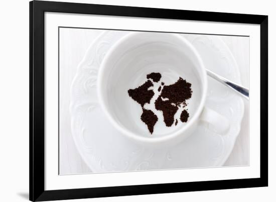 World Map In Coffee Cup-zurijeta-Framed Art Print