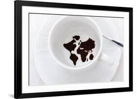 World Map In Coffee Cup-zurijeta-Framed Art Print