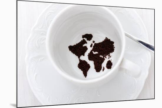 World Map In Coffee Cup-zurijeta-Mounted Art Print