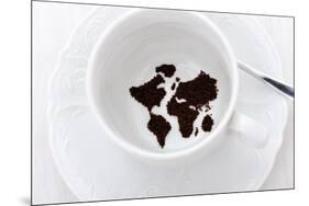 World Map In Coffee Cup-zurijeta-Mounted Art Print