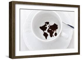 World Map In Coffee Cup-zurijeta-Framed Premium Giclee Print