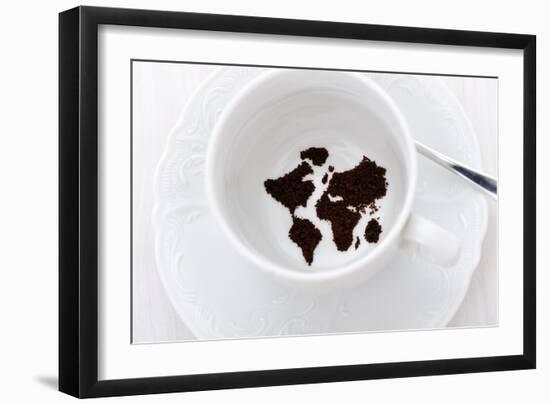 World Map In Coffee Cup-zurijeta-Framed Premium Giclee Print