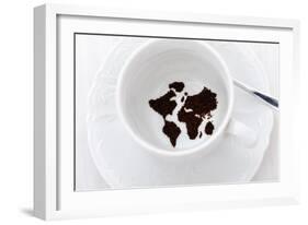 World Map In Coffee Cup-zurijeta-Framed Premium Giclee Print