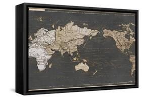 World Map in Gold and Gray-Elizabeth Medley-Framed Stretched Canvas