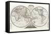 World Map in Two Hemispheres-null-Framed Stretched Canvas