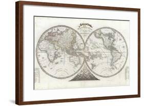 World Map in Two Hemispheres-null-Framed Giclee Print