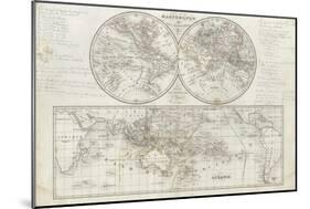 World Map in Two Hemispheres-null-Mounted Giclee Print