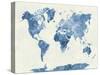 World Map in Watercolor Blue-paulrommer-Stretched Canvas