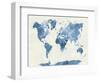 World Map in Watercolor Blue-paulrommer-Framed Art Print