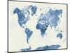 World Map in Watercolor Blue-paulrommer-Mounted Art Print