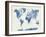 World Map in Watercolor Blue-paulrommer-Framed Art Print