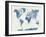 World Map in Watercolor Blue-paulrommer-Framed Art Print