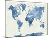 World Map in Watercolor Blue-paulrommer-Mounted Art Print