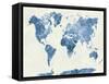 World Map in Watercolor Blue-paulrommer-Framed Stretched Canvas