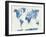 World Map in Watercolor Blue-paulrommer-Framed Art Print