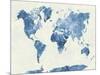 World Map in Watercolor Blue-paulrommer-Mounted Art Print