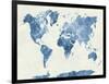 World Map in Watercolor Blue-paulrommer-Framed Art Print