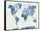 World Map in Watercolor Blue-paulrommer-Framed Stretched Canvas