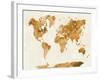 World Map in Watercolor Orange-paulrommer-Framed Art Print