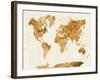 World Map in Watercolor Orange-paulrommer-Framed Art Print