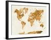 World Map in Watercolor Orange-paulrommer-Framed Art Print