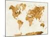 World Map in Watercolor Orange-paulrommer-Mounted Art Print