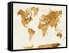 World Map in Watercolor Orange-paulrommer-Framed Stretched Canvas