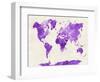 World Map in Watercolor Purple-paulrommer-Framed Art Print