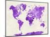 World Map in Watercolor Purple-paulrommer-Mounted Art Print