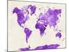 World Map in Watercolor Purple-paulrommer-Mounted Art Print