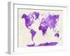 World Map in Watercolor Purple-paulrommer-Framed Art Print