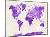 World Map in Watercolor Purple-paulrommer-Mounted Art Print