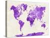 World Map in Watercolor Purple-paulrommer-Stretched Canvas