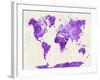 World Map in Watercolor Purple-paulrommer-Framed Art Print