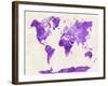 World Map in Watercolor Purple-paulrommer-Framed Art Print