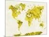 World Map in Watercolor Yellow-paulrommer-Mounted Art Print