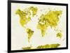 World Map in Watercolor Yellow-paulrommer-Framed Art Print