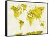 World Map in Watercolor Yellow-paulrommer-Framed Stretched Canvas