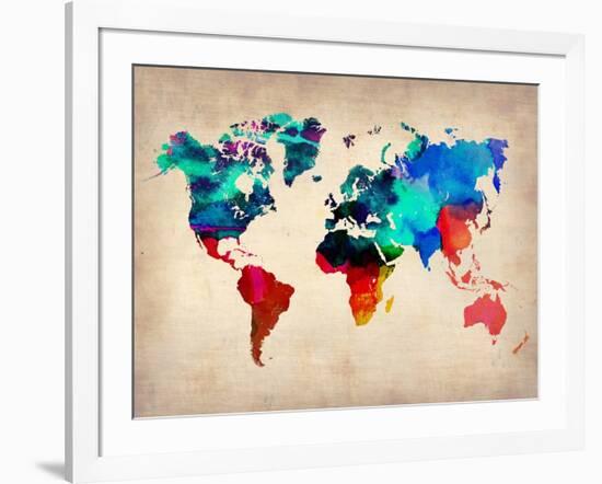 World Map in Watercolor-null-Framed Art Print