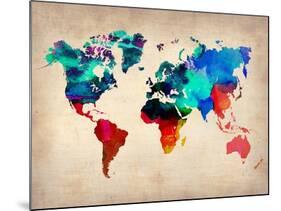 World Map in Watercolor-null-Mounted Art Print